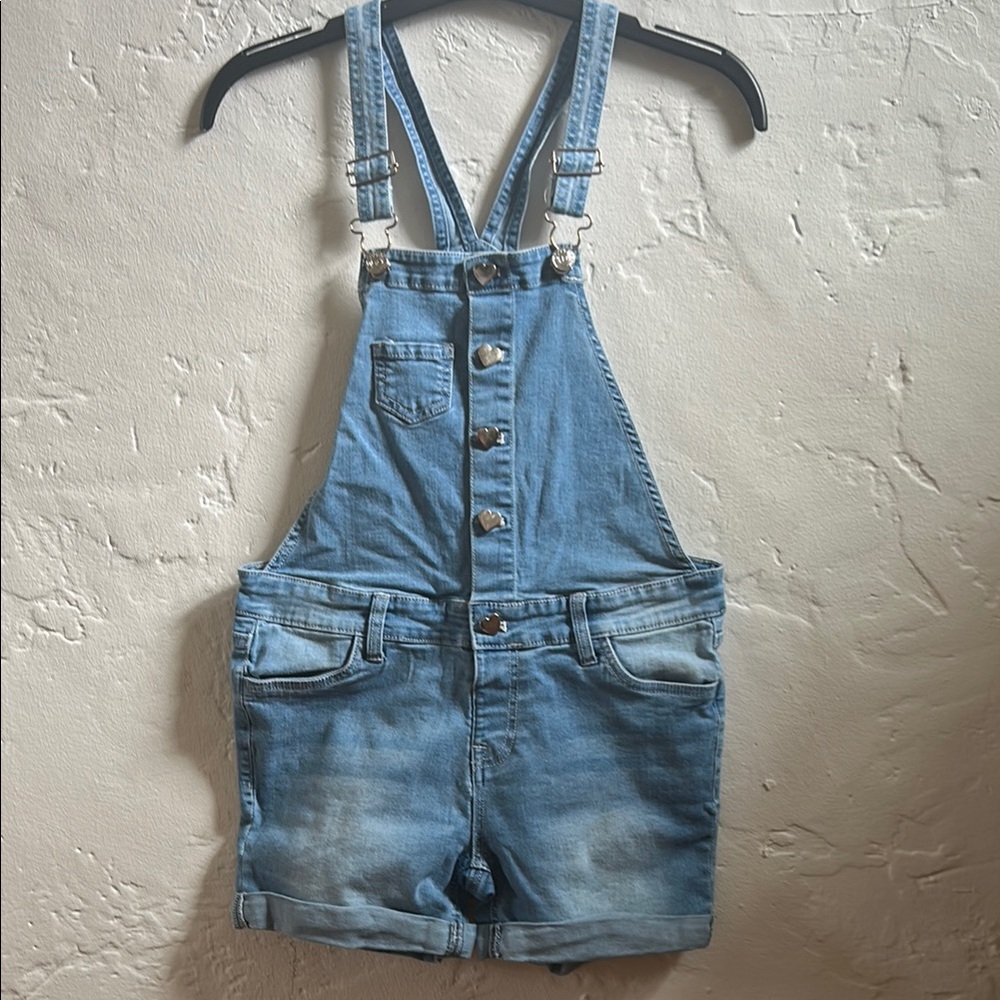 Vigoss Blue Denim Overalls with Heart Buttons
